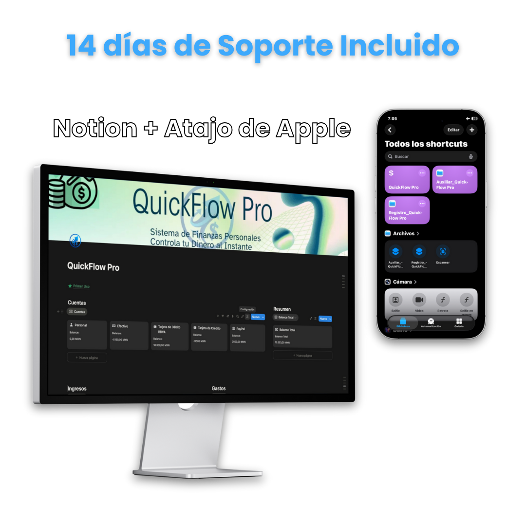 Finanzas Personales: Plantilla Notion y Atajo Apple