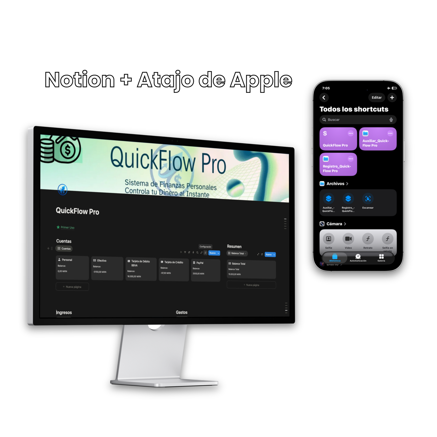 Finanzas Personales: Plantilla Notion y Atajo Apple